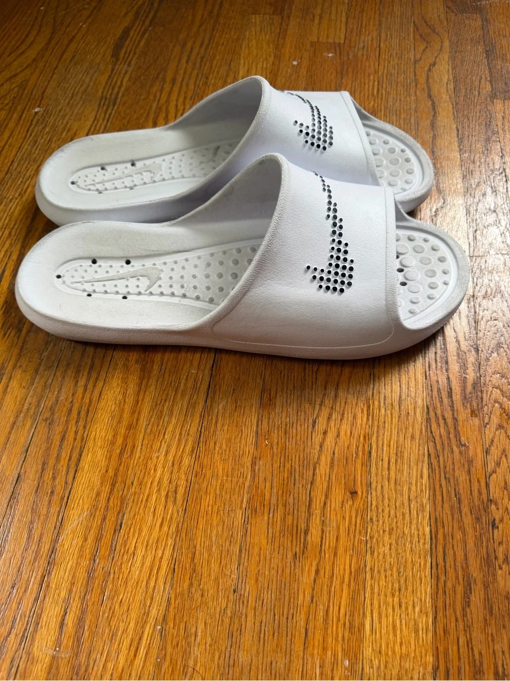 Nike Men’s White Slide Sandals with Perforated Logo